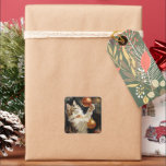 Playful Christmas Kitty Quadratischer Aufkleber<br><div class="desc">Spielerisches Weihnachtskätzchen,  verzaubert von den glänzenden Urlaubsornamenten.</div>