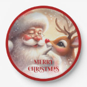 Playful Christmas Plates Santa and Rudolph Pappteller (Vorderseite)
