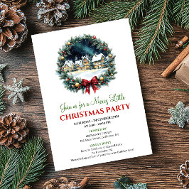 Playful Christmas Scene Watercolor Party Invites Einladung