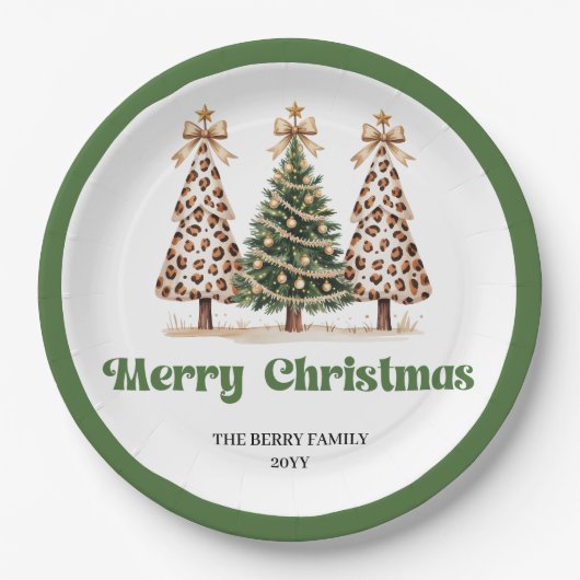Playful Christmas Tree Editable Personalized Plate Pappteller (Vorderseite)
