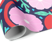 Playful Citrus Fruit & Confetti Midnight Market Geschenkpapier (Rolleneckpunkt)