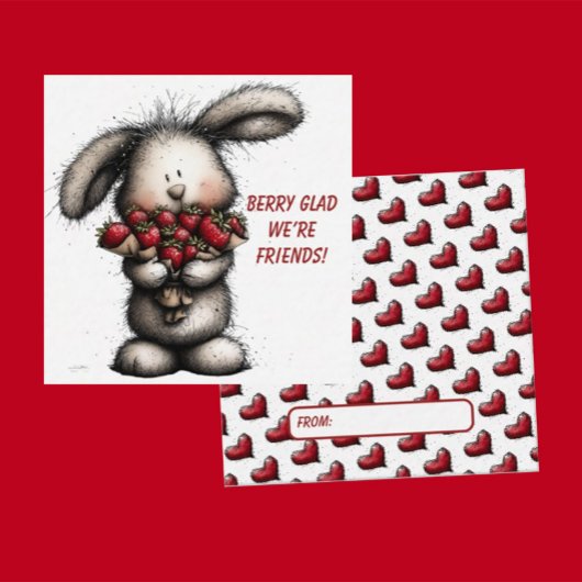 Playful Classroom Valentine – Bunny Design  Mitteilungskarte