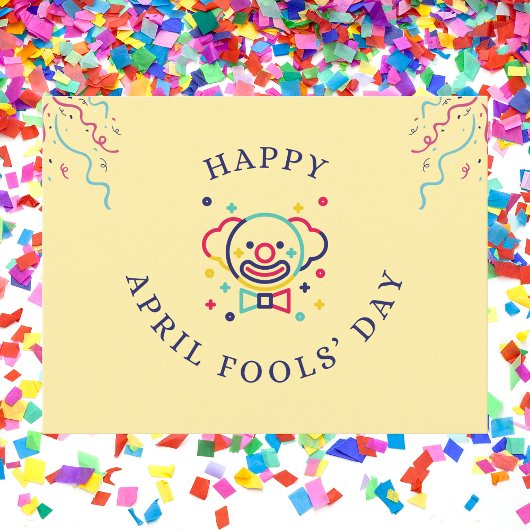 Playful Clown Confetti April Fools’ Day Postkarte