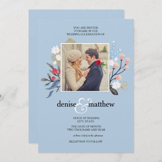 Playful Collection in Omphalodes Blue Einladung (Vorne/Hinten)