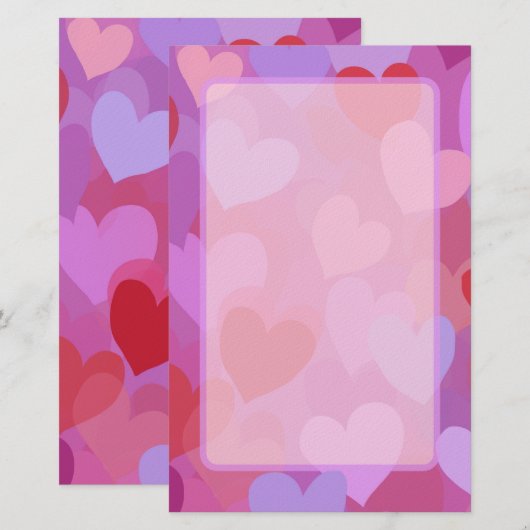 Playful Colorful Heart Pattern Briefpapier (Vorne/Hinten)