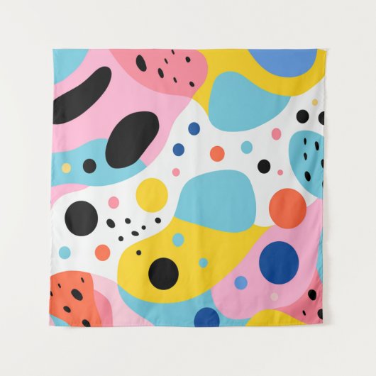 Playful colorful organic shapes| monogram wandteppich (Vorderseite)