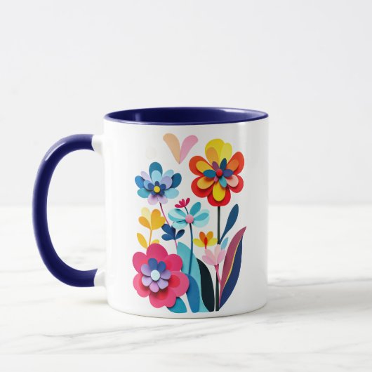 Playful Colorful Paper Cut Flowers Abstract Tasse (Links)