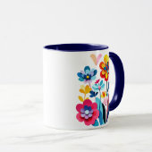 Playful Colorful Paper Cut Flowers Abstract Tasse (VorderseiteRechts)