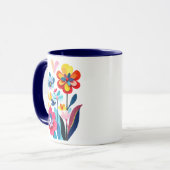 Playful Colorful Paper Cut Flowers Abstract Tasse (Vorderseite Links)