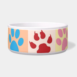 Playful Colorful Paw Prints Ceramic Pet Feeding Bo Napf