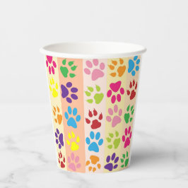 Playful Colorful Paw Prints Insulated Travel Tumbl Pappbecher