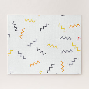 Playful, colorful, trendy, modern memphis zigzags puzzle