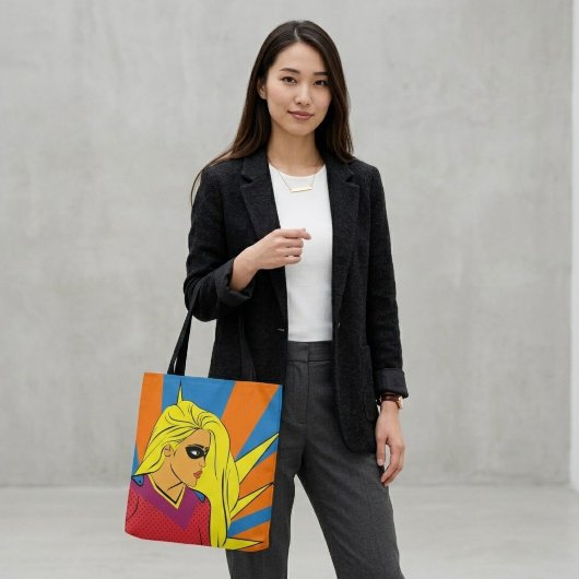 Playful Comic Print Tote Bag Tasche
