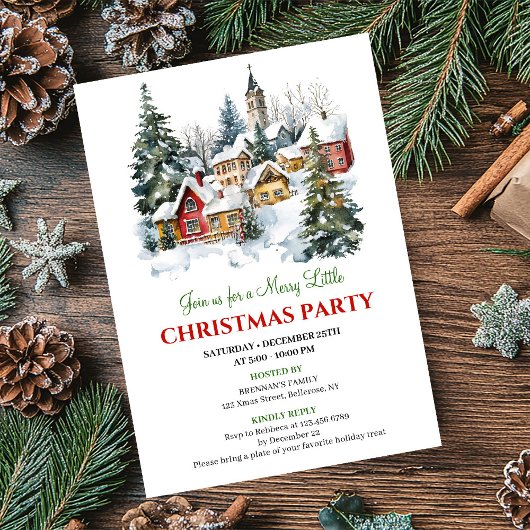 Playful cozy Christmas scene festive party invites Einladung