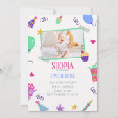 Playful Cupcake 1. Geburtstag Foto Einladung (Vorderseite)