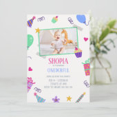 Playful Cupcake 1. Geburtstag Foto Einladung (Stehend Vorderseite)