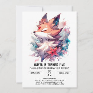 Playful Custom Fox Geburtstag Einladung