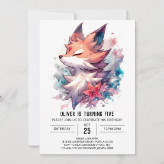 Playful Custom Fox Geburtstag Einladung