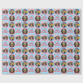 Playful Custom Photo Text Retro Blue Christmas  Geschenkpapier (Flach)