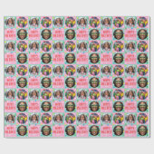 Playful Custom Photo Text Retro Pink Christmas Geschenkpapier (Flach)