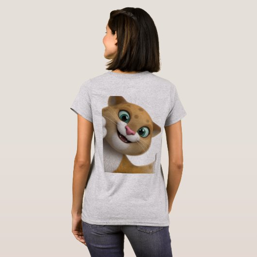 Playful Cute Cat Cartoon Close-Up T-Shirt (Schwarz voll)