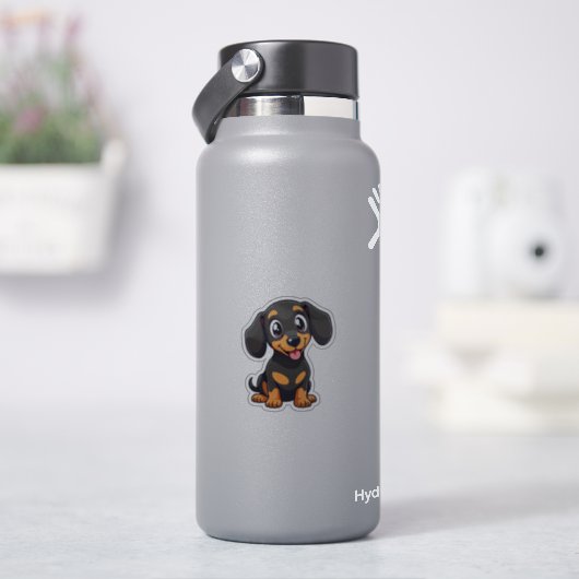 Playful Dackel Puppy - Niedlicher Pastell-Stil Aufkleber (HydroFlask)