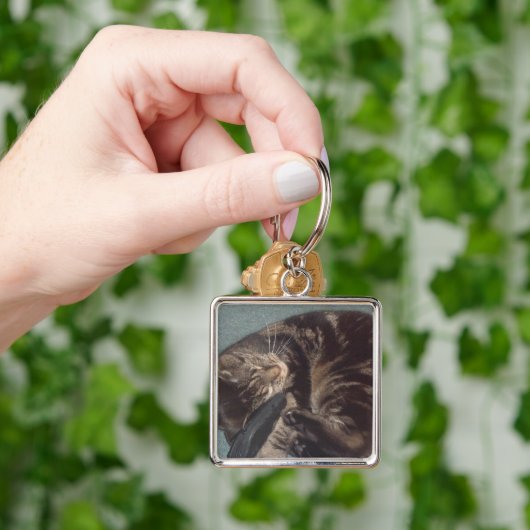 Playful DaveLarge (5,1 cm) Premium Square Key Ring Schlüsselanhänger (Hand)