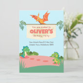 Playful Dino Playground Birthday Einladung (Stehend Vorderseite)