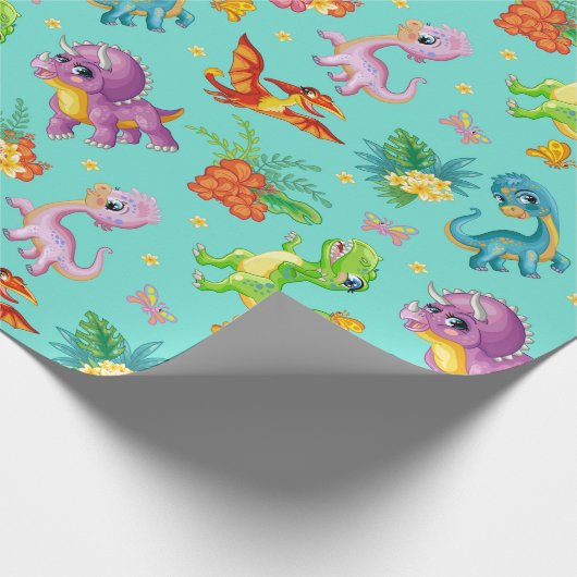 Playful Dinosaurier Geschenkpapier (Ecke)
