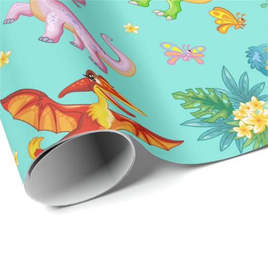 Playful Dinosaurier Geschenkpapier (Rolleneckpunkt)