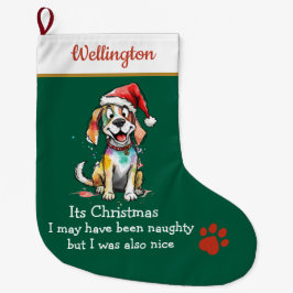 Playful Dog Christmas Stocking –  Cute Festive Großer Weihnachtsstrumpf