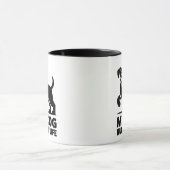Playful Dog Outline "My Dog Runs My Life" Art Tasse (Zentrum)