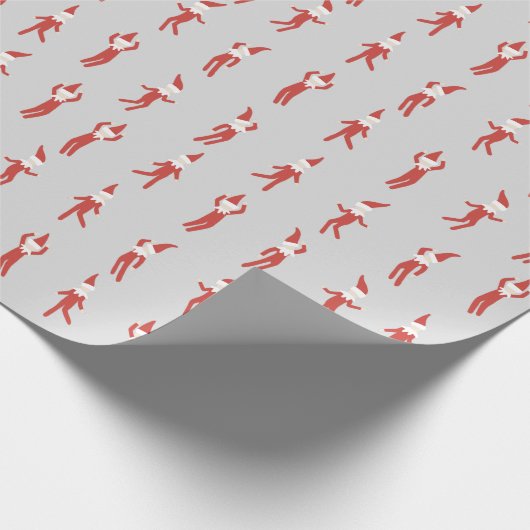 Playful Elf-graues WeihnachtsParty Geschenkpapier (Ecke)