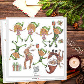 Playful Elves and Dynamic Santa Poses Custom Cut  Aufkleber
