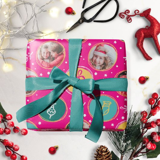 Playful Familie Foto Collage Weihnachten Heiße Ros Geschenkpapier