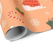 Playful Fett Katzen Weihnachtsmuster Geschenkpapier (Rolleneckpunkt)