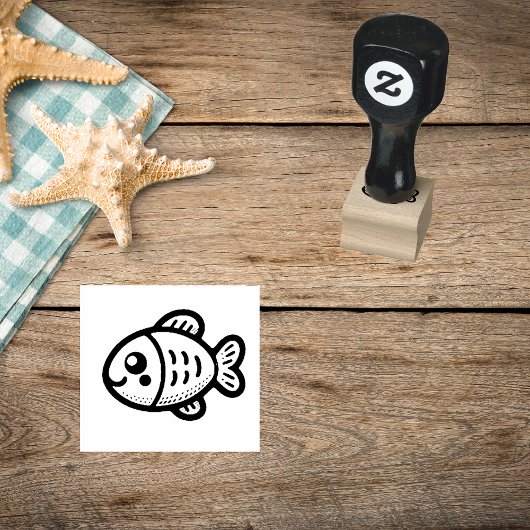 Playful Fish Rubber Stamp Gummistempel