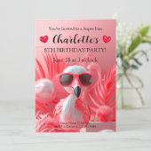 Playful Flamingo Fiesta Geburtstag Einladung (Stehend Vorderseite)