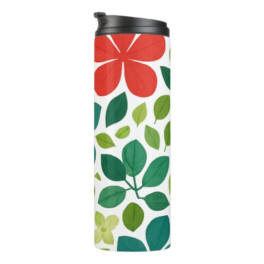 Playful Floral Foliage Pattern Thermosbecher (Nach rechts gedreht)