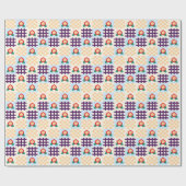 Playful Floral Grid Pattern Geschenkpapier (Flach)