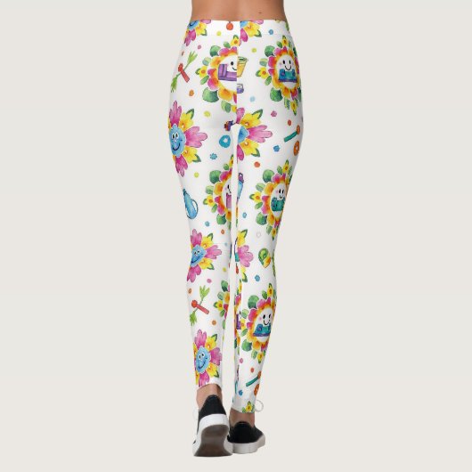 Playful Floral Mandalas Seamless Pattern Leggings (Rückseite)