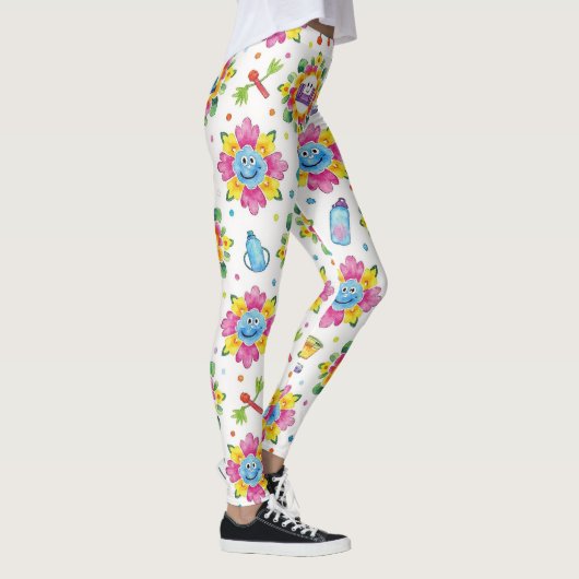 Playful Floral Mandalas Seamless Pattern Leggings (Rechts)