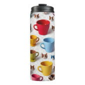Playful Flower and Cartoon Animal Pattern - Adorab Thermosbecher (Vorderseite)