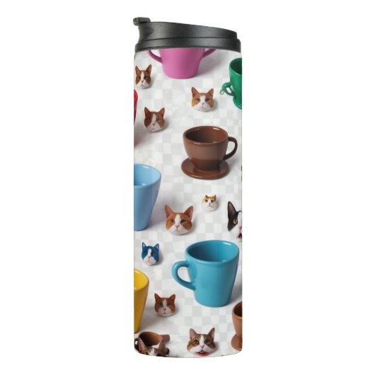 Playful Flower and Cartoon Animal Pattern - Adorab Thermosbecher (Nach rechts gedreht)