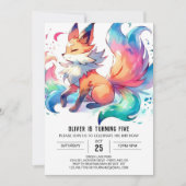 Playful Fox Birthday Einladung (Vorderseite)