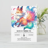Playful Fox Birthday Einladung (Stehend Vorderseite)