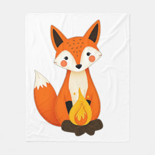 Playful Fox Folk Art Fleecedecke
