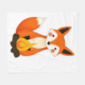 Playful Fox Folk Art Fleecedecke (Vorderseite (Horizontal))