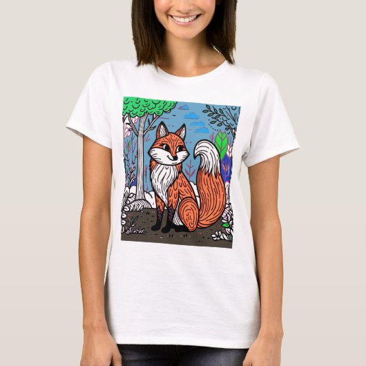 "Playful Fox in the Forest" T-Shirt (Vorderseite)