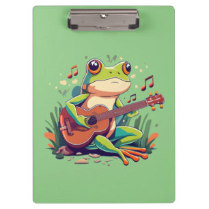 Playful Frog with Banjo - Niedliches musikalisches Klemmbrett